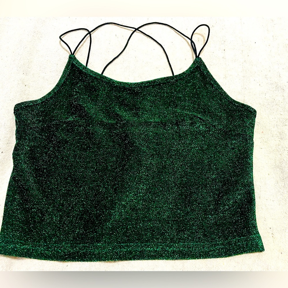 Green Metallic Crop Top Sexy Club Wear Women’s Small New Exotic Intimates